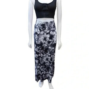 Michael Kors Maxi  Black Grey Stretchy Skirt Size Small